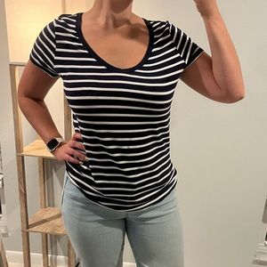 Merona Navy Striped V Neck Shirt